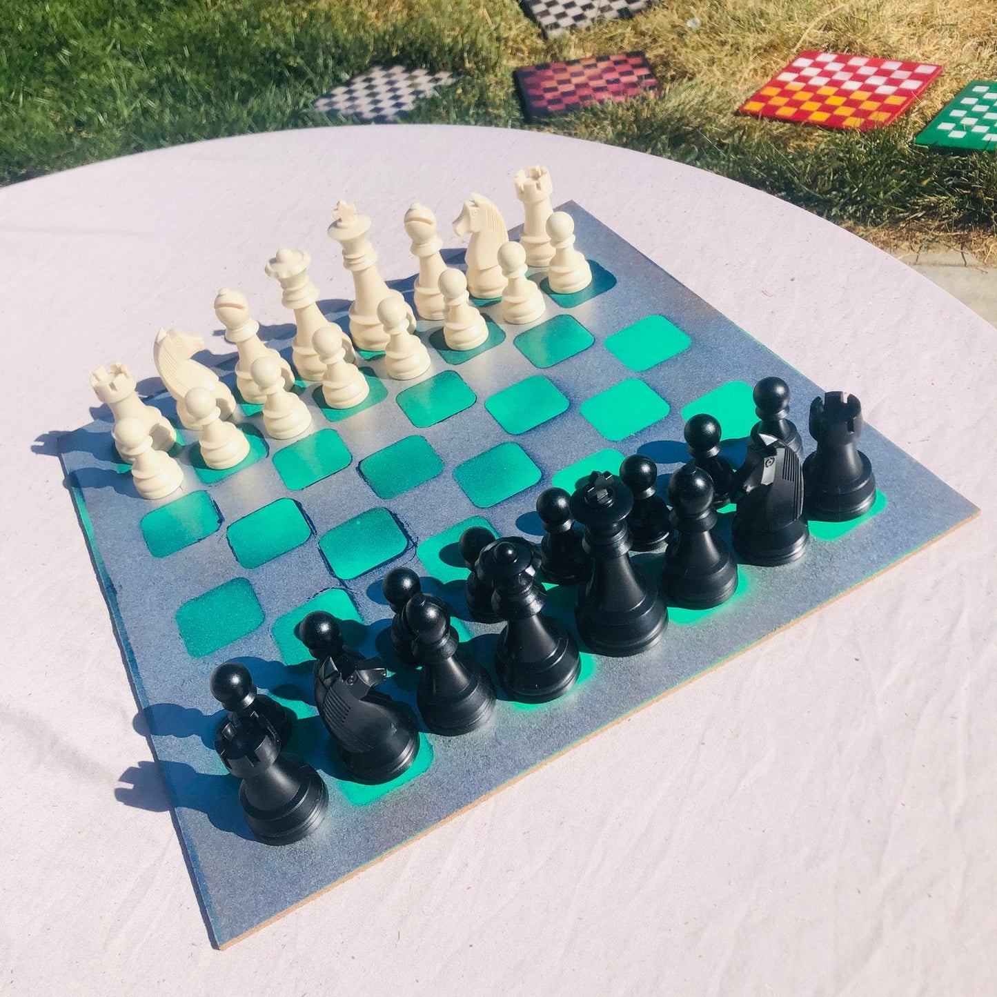 Large Chess Set - Chrome Green