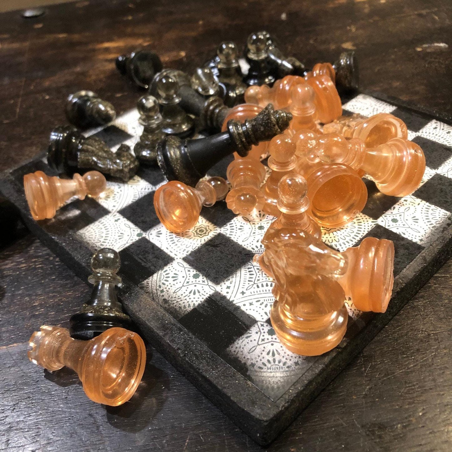 Scrapbook Chess Set - Amber Black