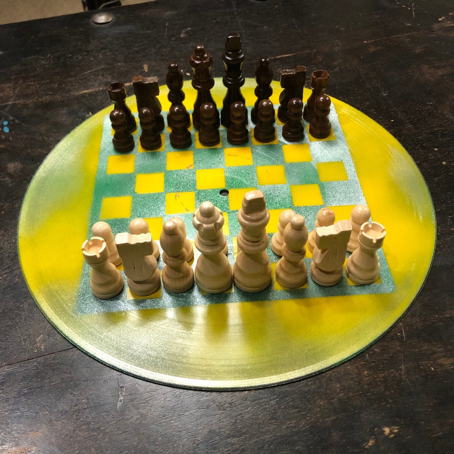 Vinyl Chess Set - Green & Yellow