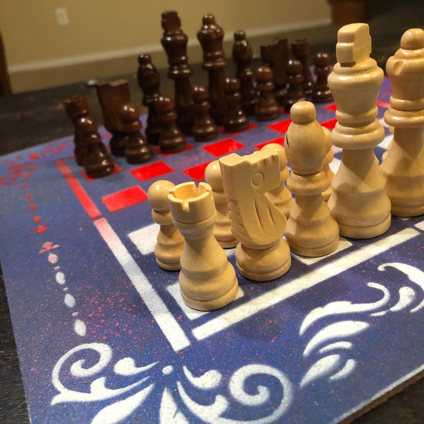 Chess Set - Purple Red & White