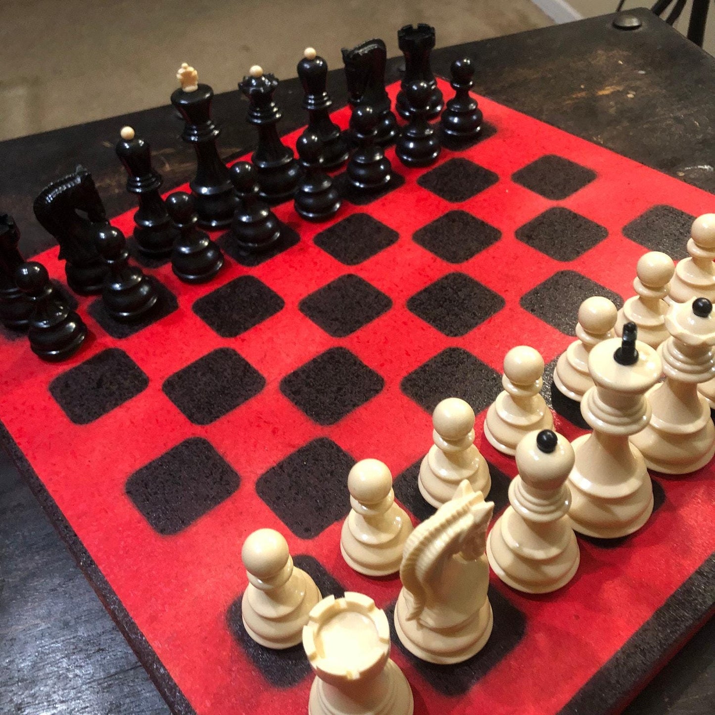 Large Chess Set - Red & Black