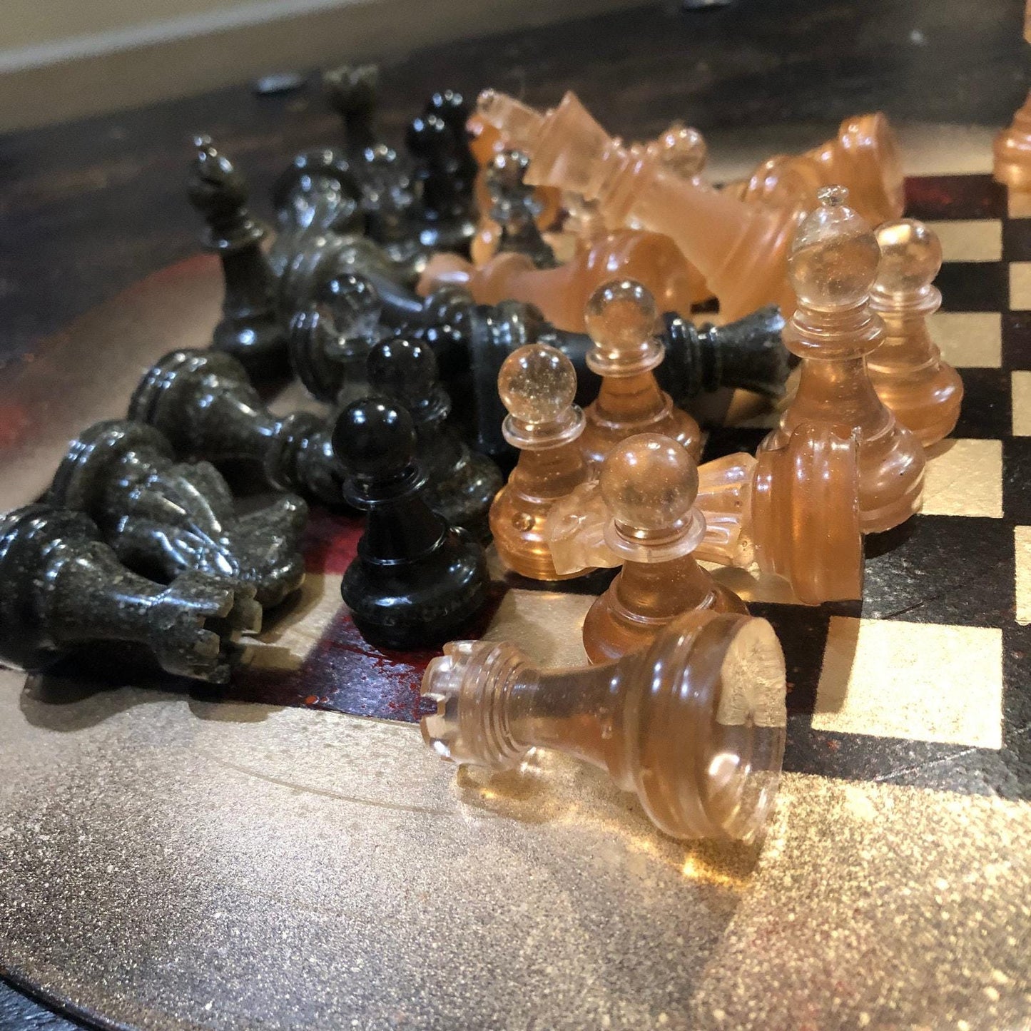 Vinyl Chess Set -Golden Red (Resin Pieces)