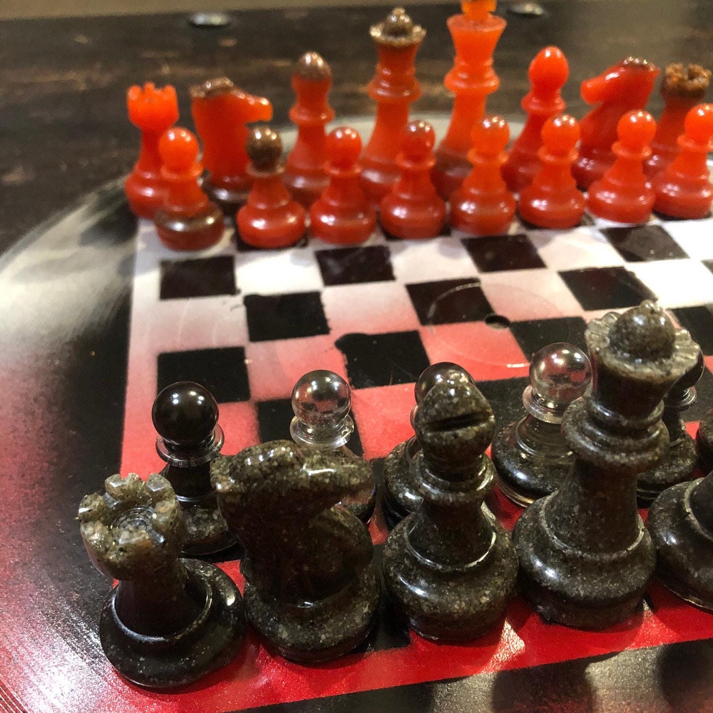 Vinyl Chess Set - Stealth Red (Resin Pieces)