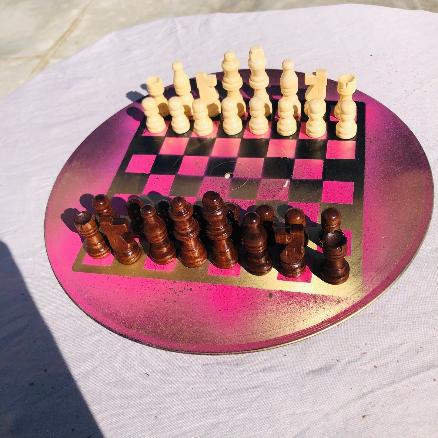 Vinyl Chess Set - Golden Pink