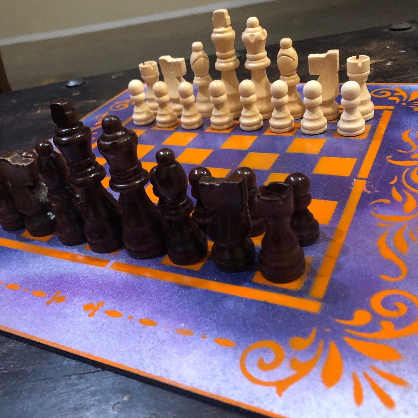 Chess Set - Purple & Orange Halloween