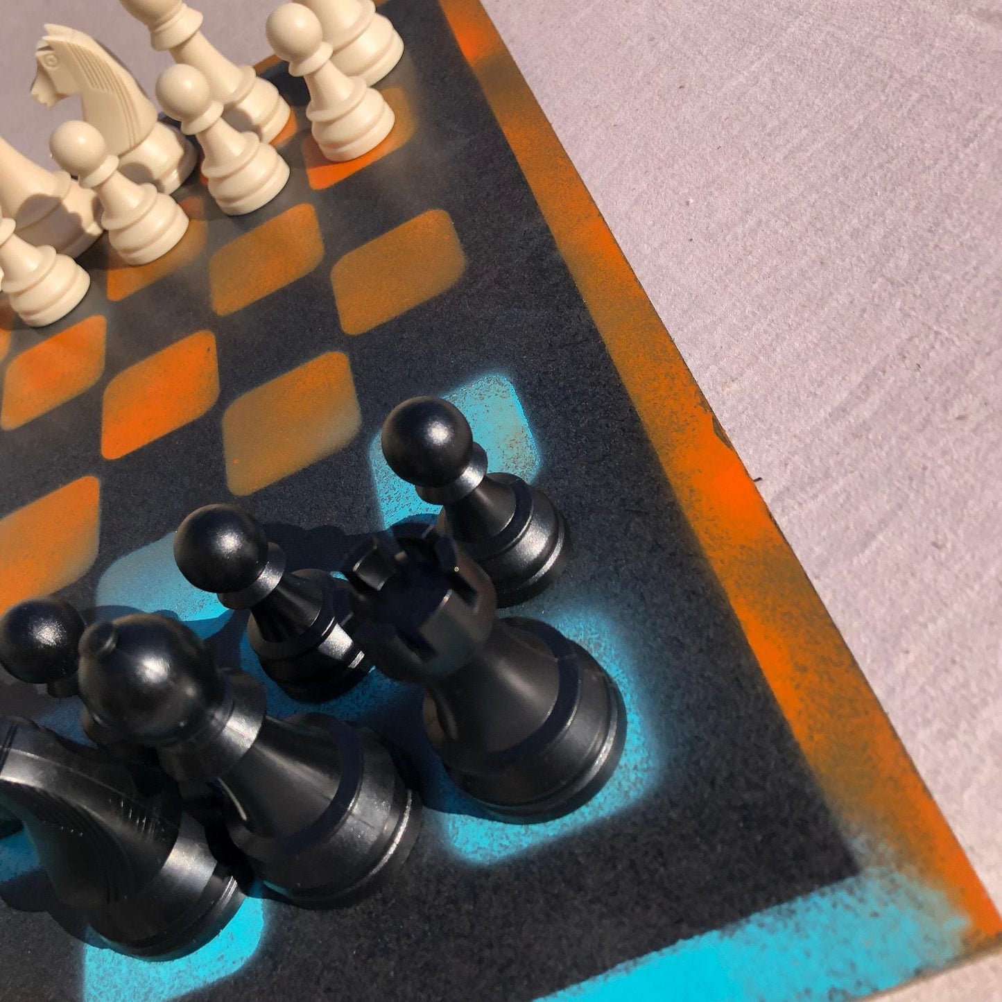 Large Chess Set - Blue & Orange