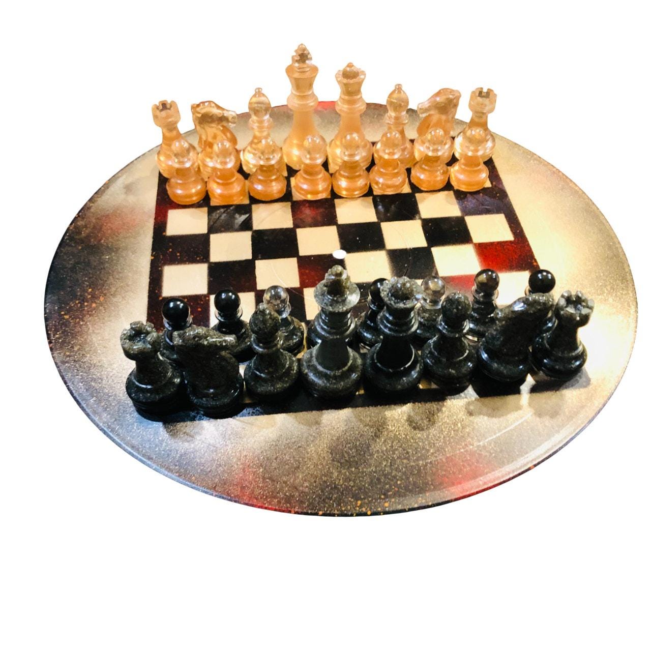 Vinyl Chess Set -Golden Red (Resin Pieces)