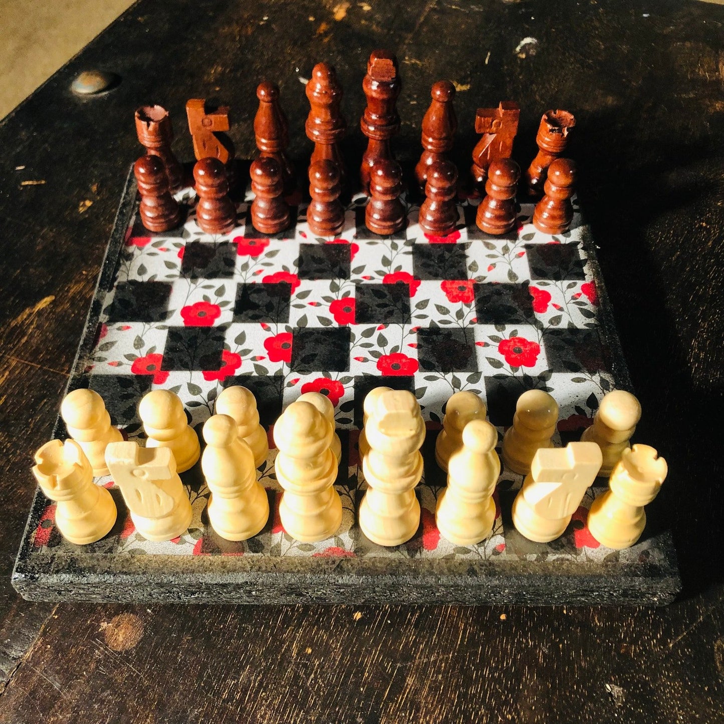 Scrapbook Chess Set - Red Rose