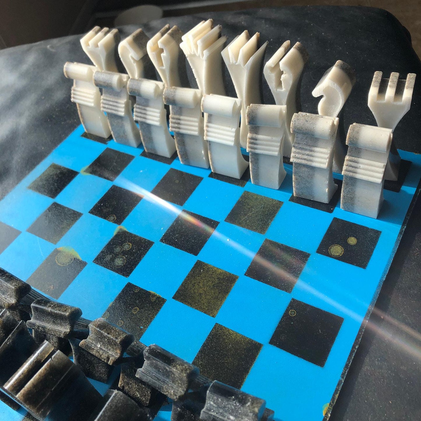 Chess Set - Blue & White Deluxe