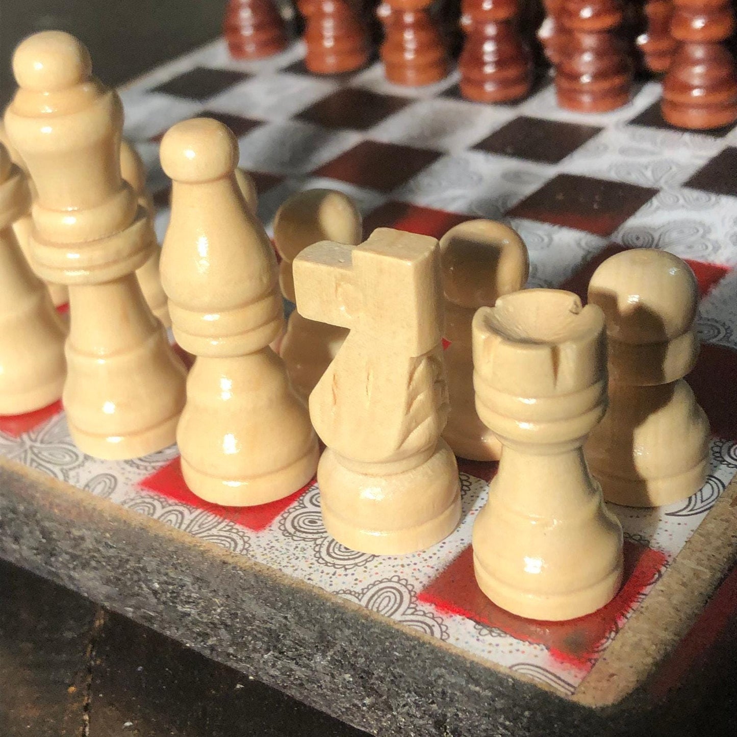 Scrapbook Chess Set - Red & Black
