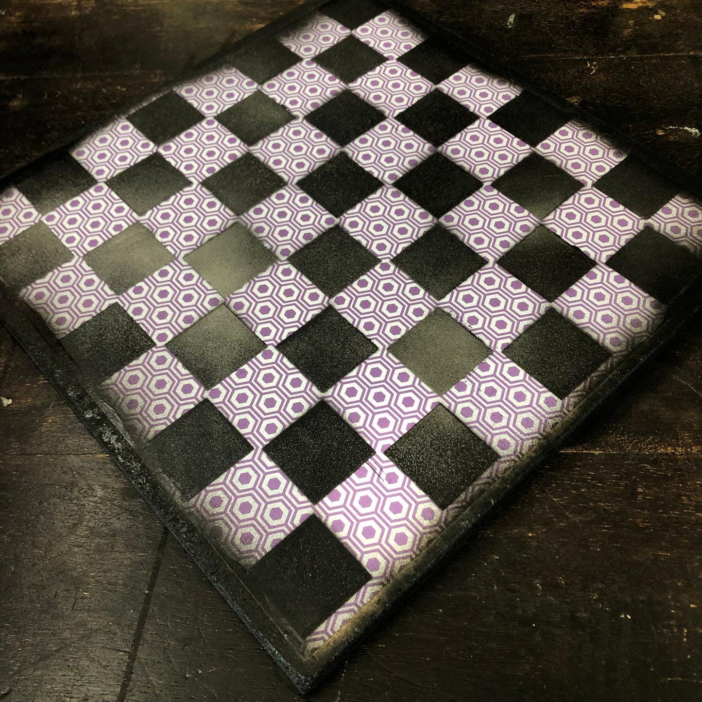 Scrapbook Chess Set - Purple Hexagon Pattern