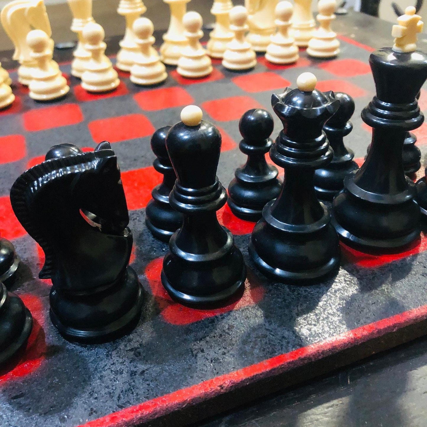 Large Chess Set - Red & Black