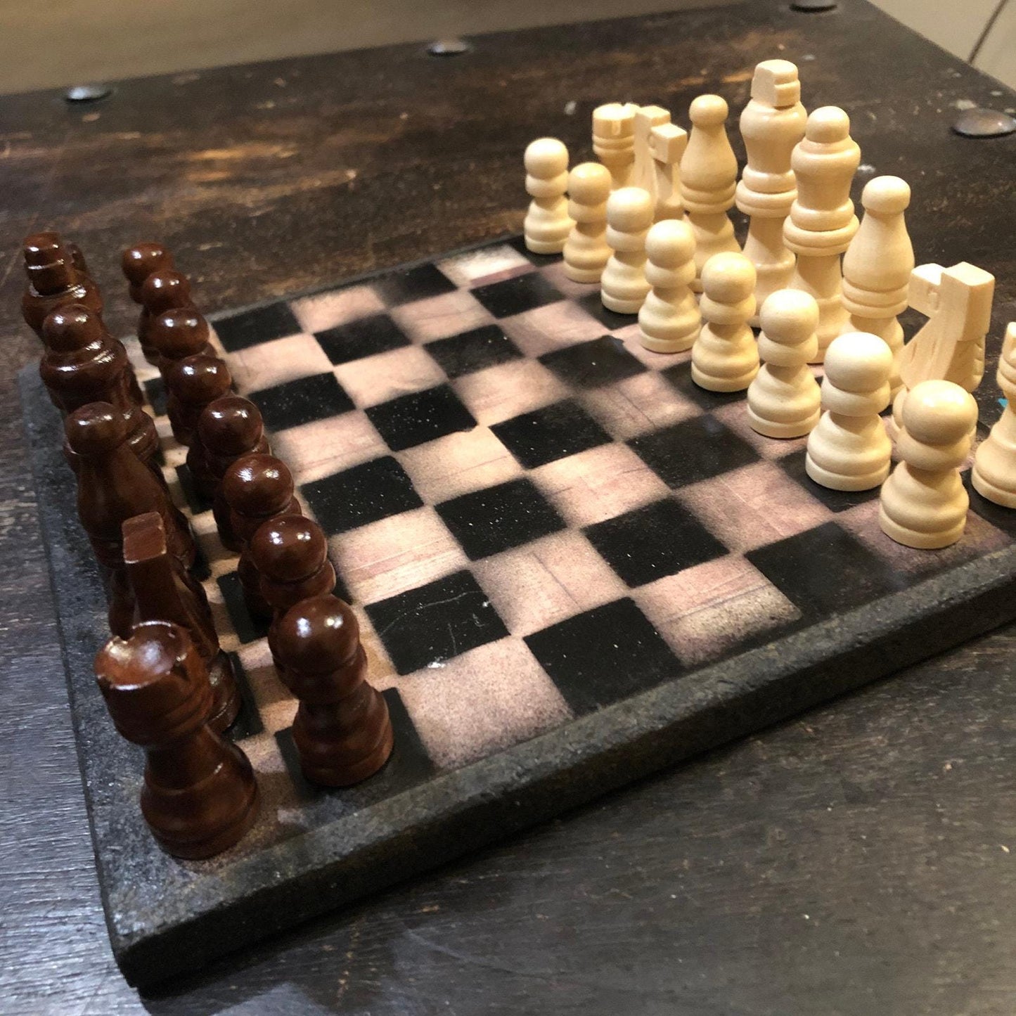 Scrapbook Chess Set - Brown & Black