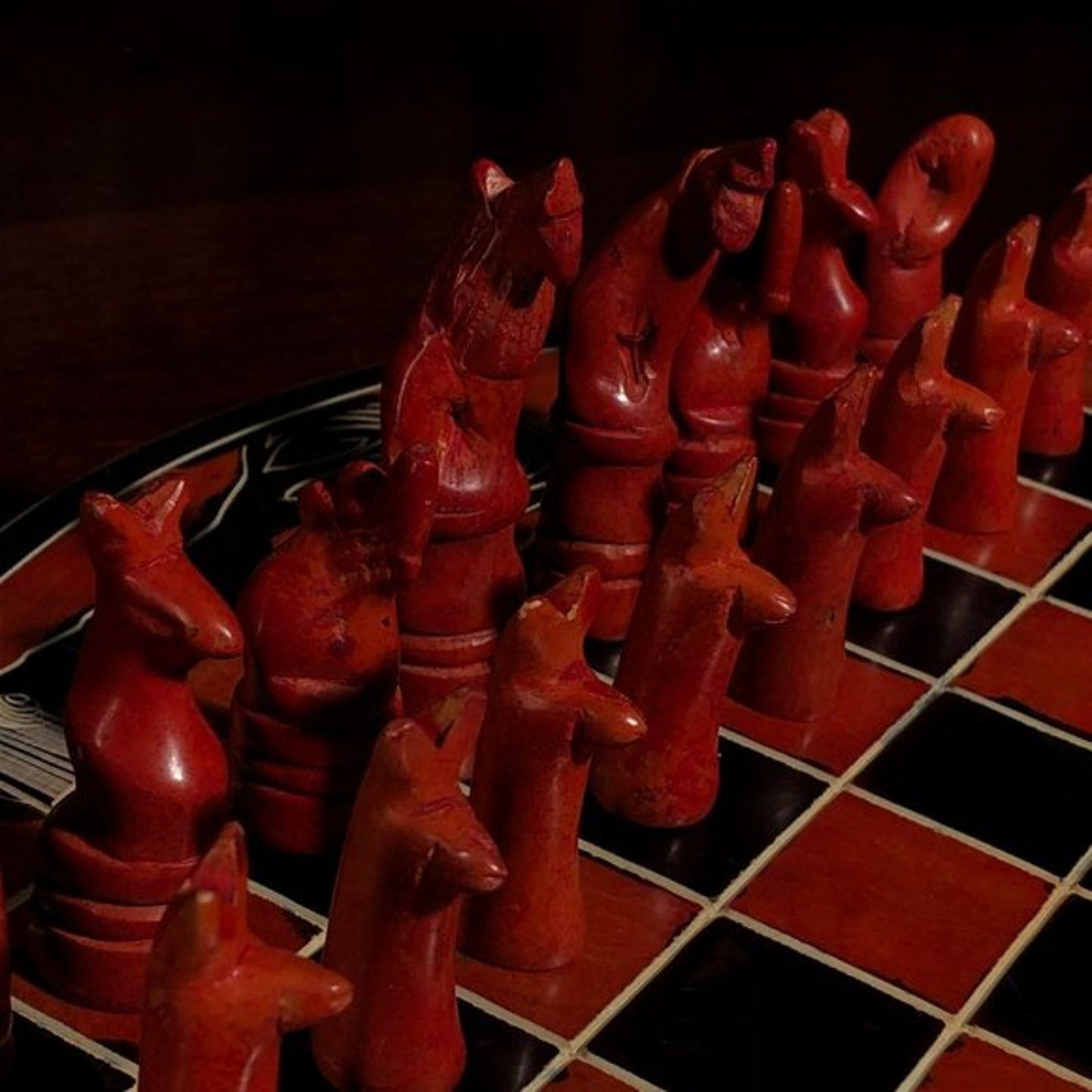 African Vintage Chess Set - Orange Chess Board