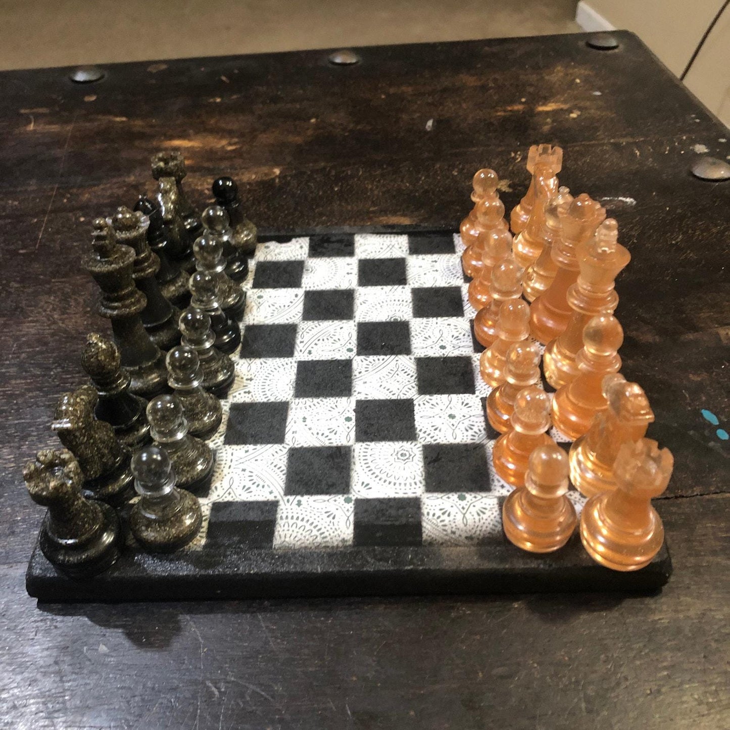 Scrapbook Chess Set - Amber Black