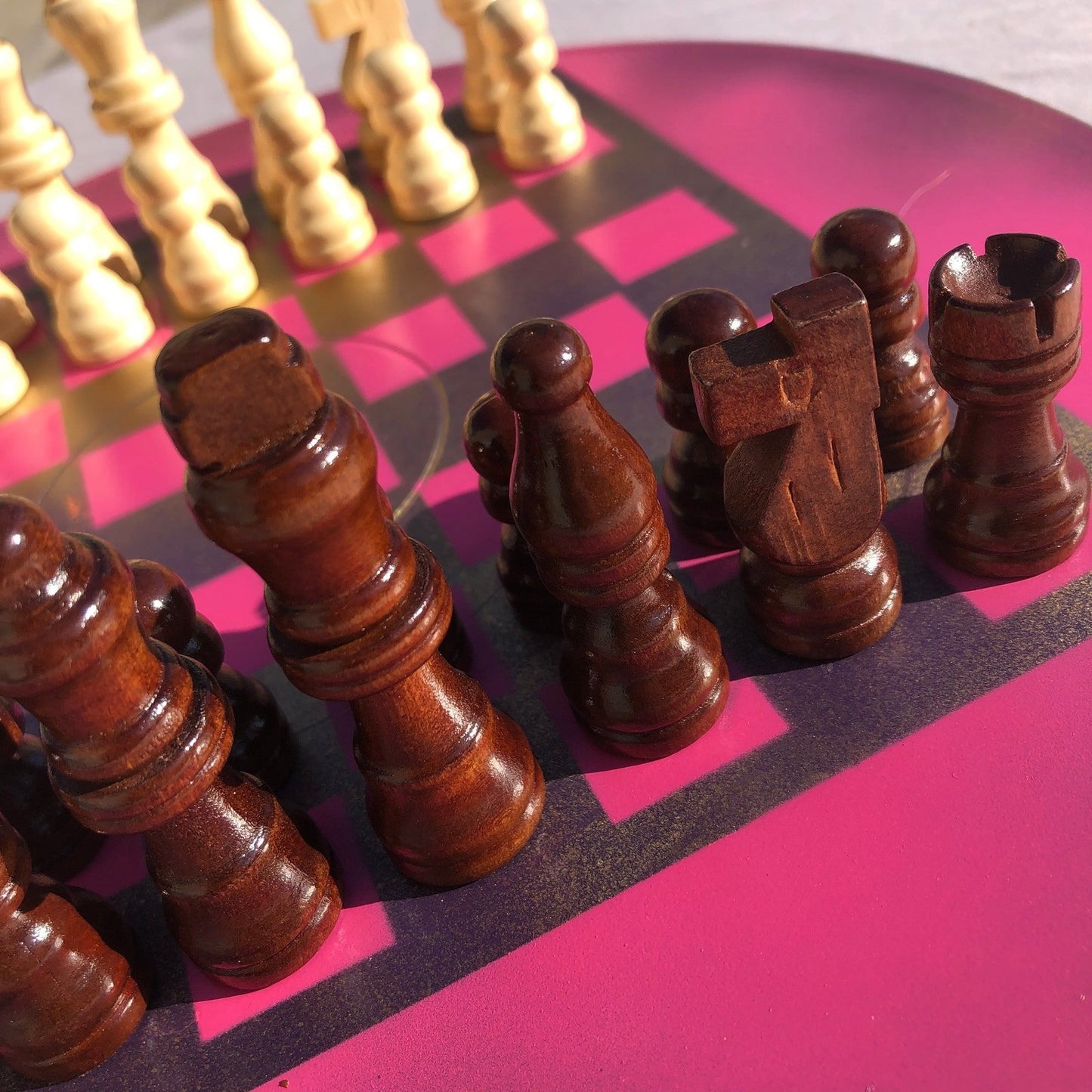 Vinyl Chess Set - Ruby Pink Gold