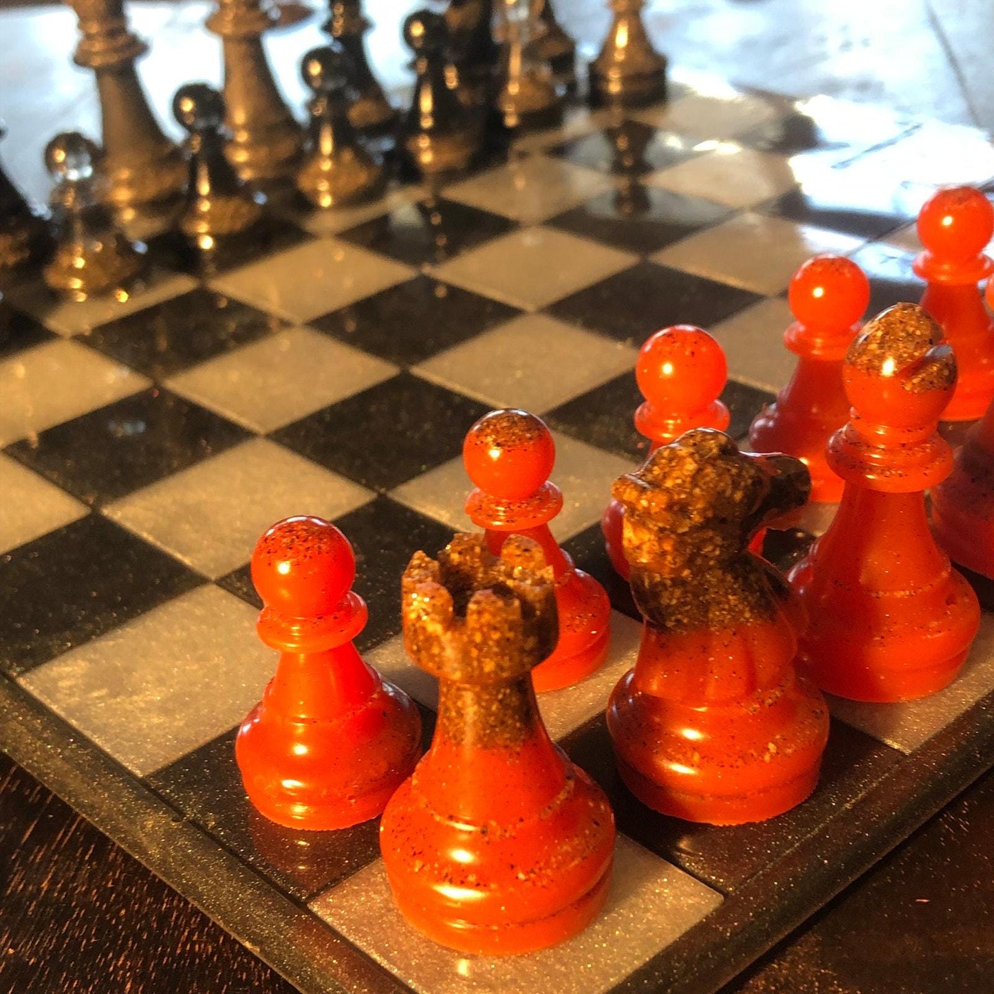 Handmade Resin Chess Set - Black & Red Supreme