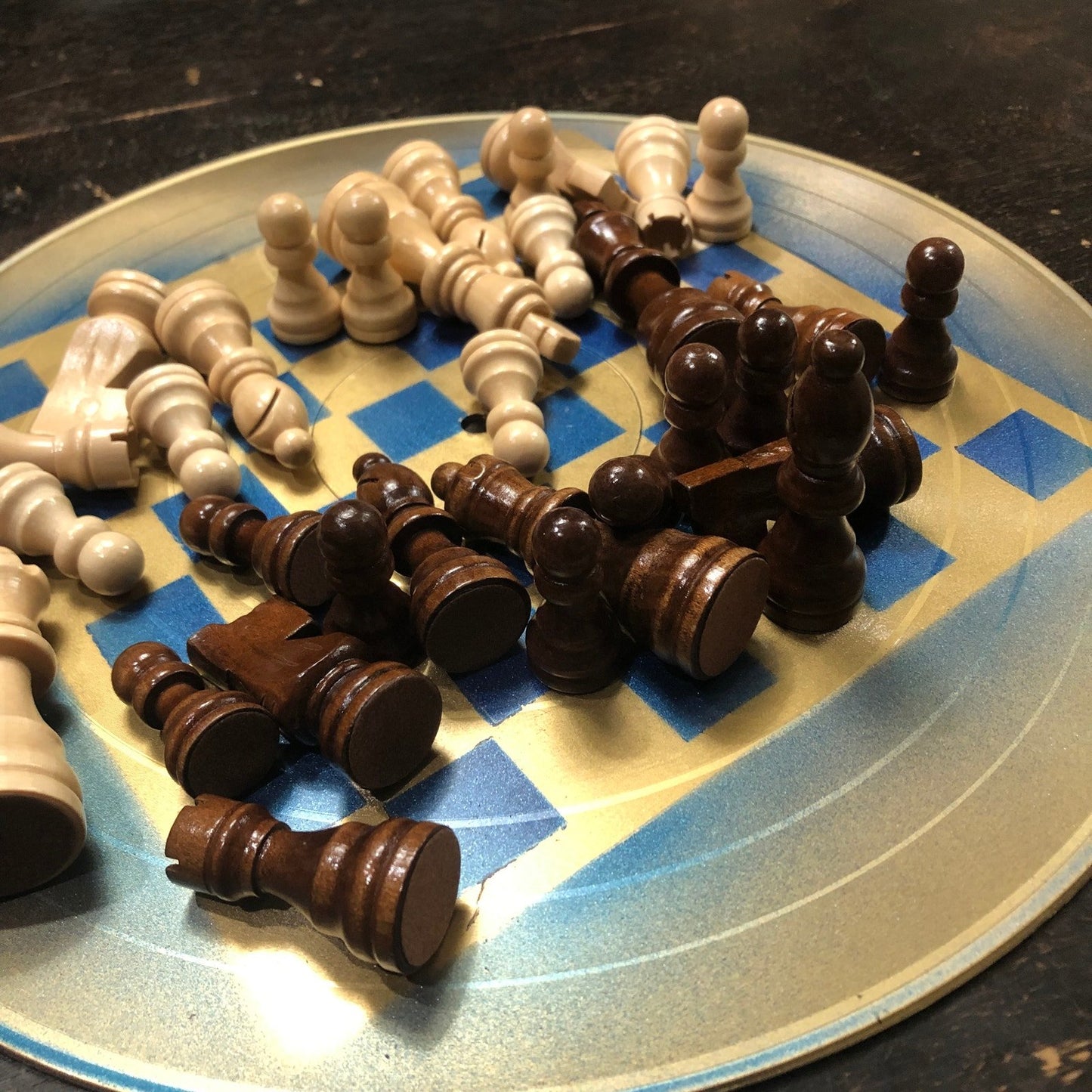 Vinyl Chess Set - Blue & Gold