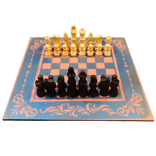 Chess Set - Blue & Peach Pink