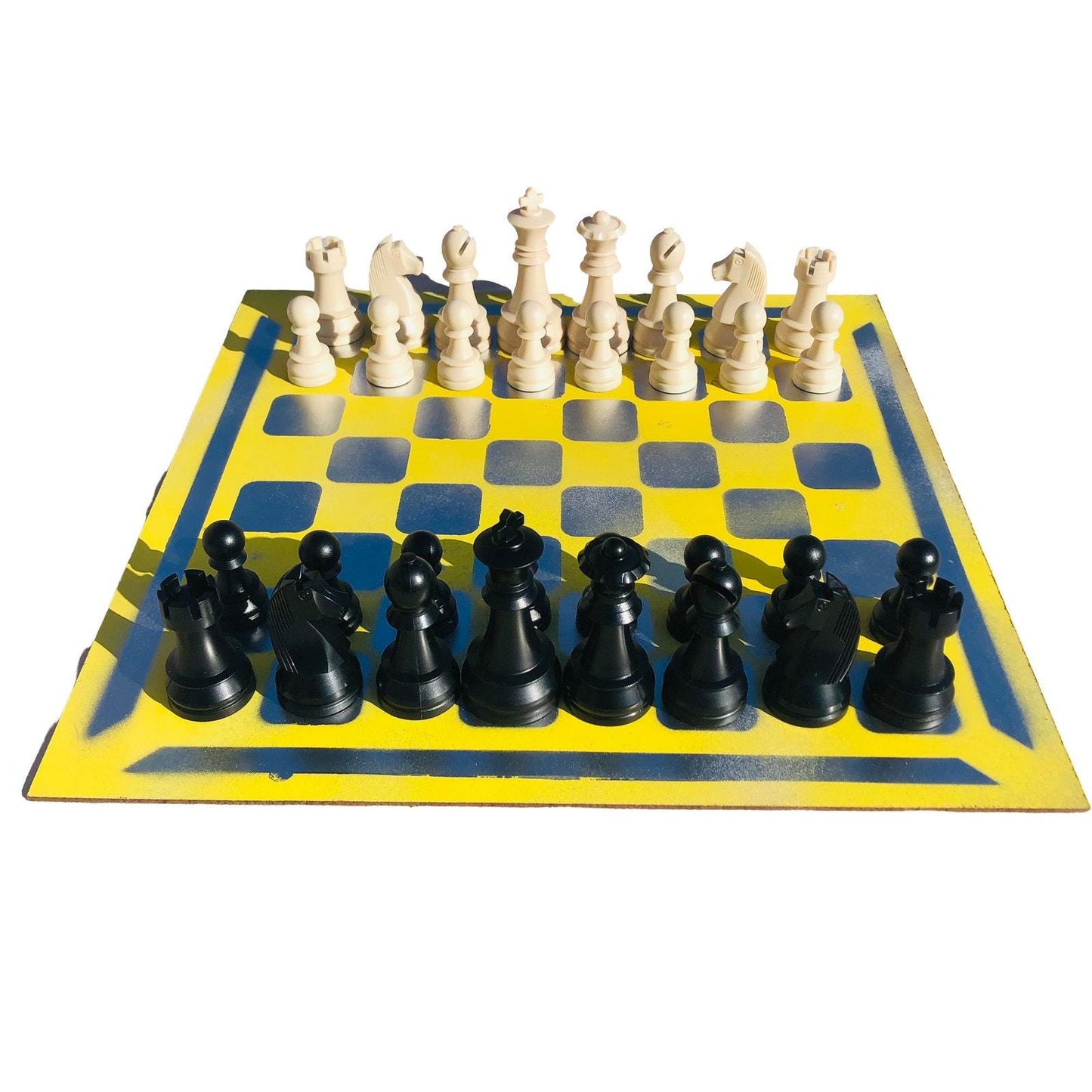 Large Chess Set - Yellow Chrome