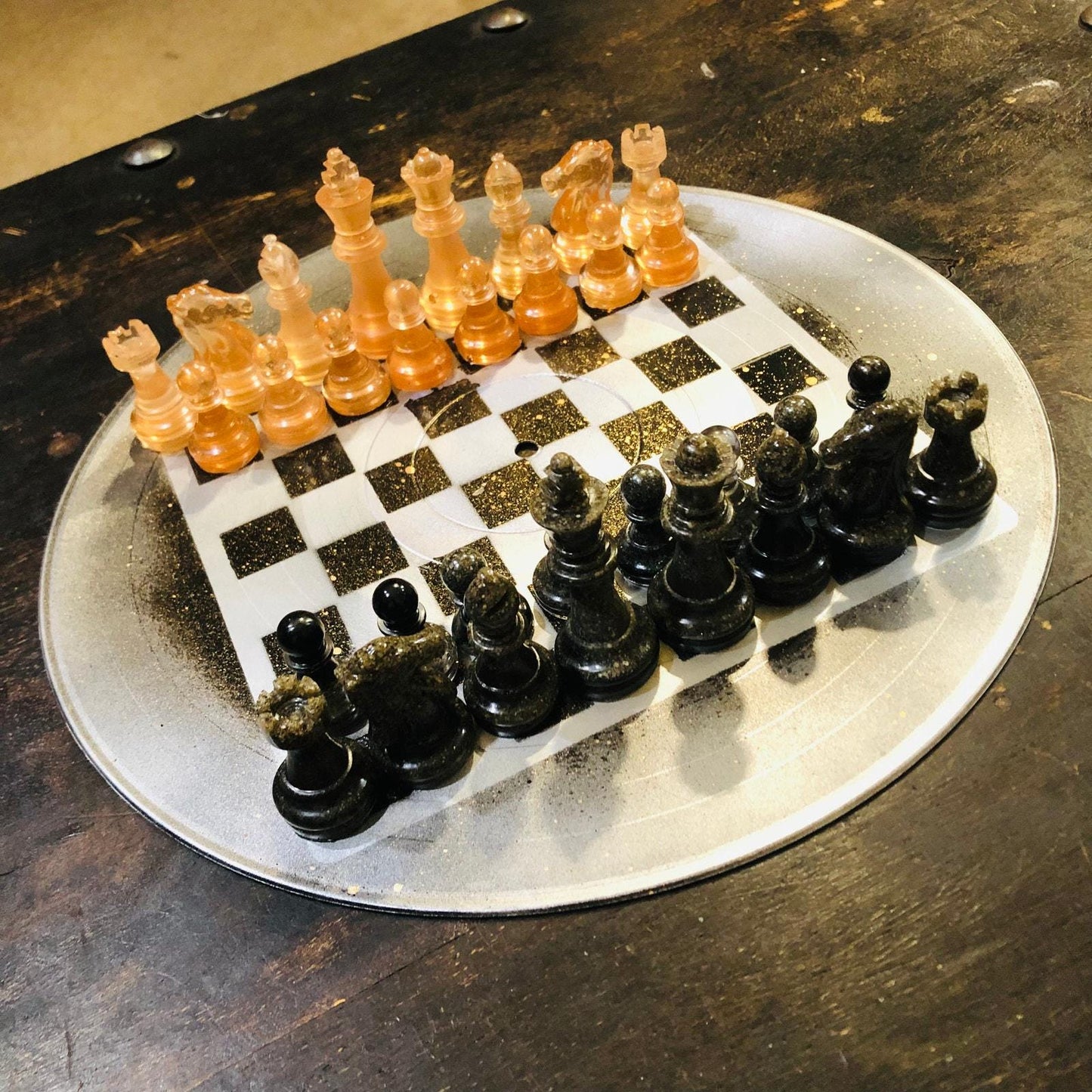 Vinyl Chess Set - Golden Sprinkle (Resin Pieces)