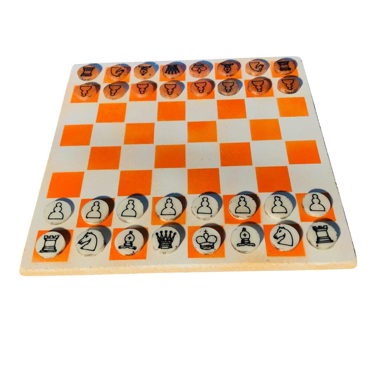 Chess Set - Orange White (Resin Pieces)