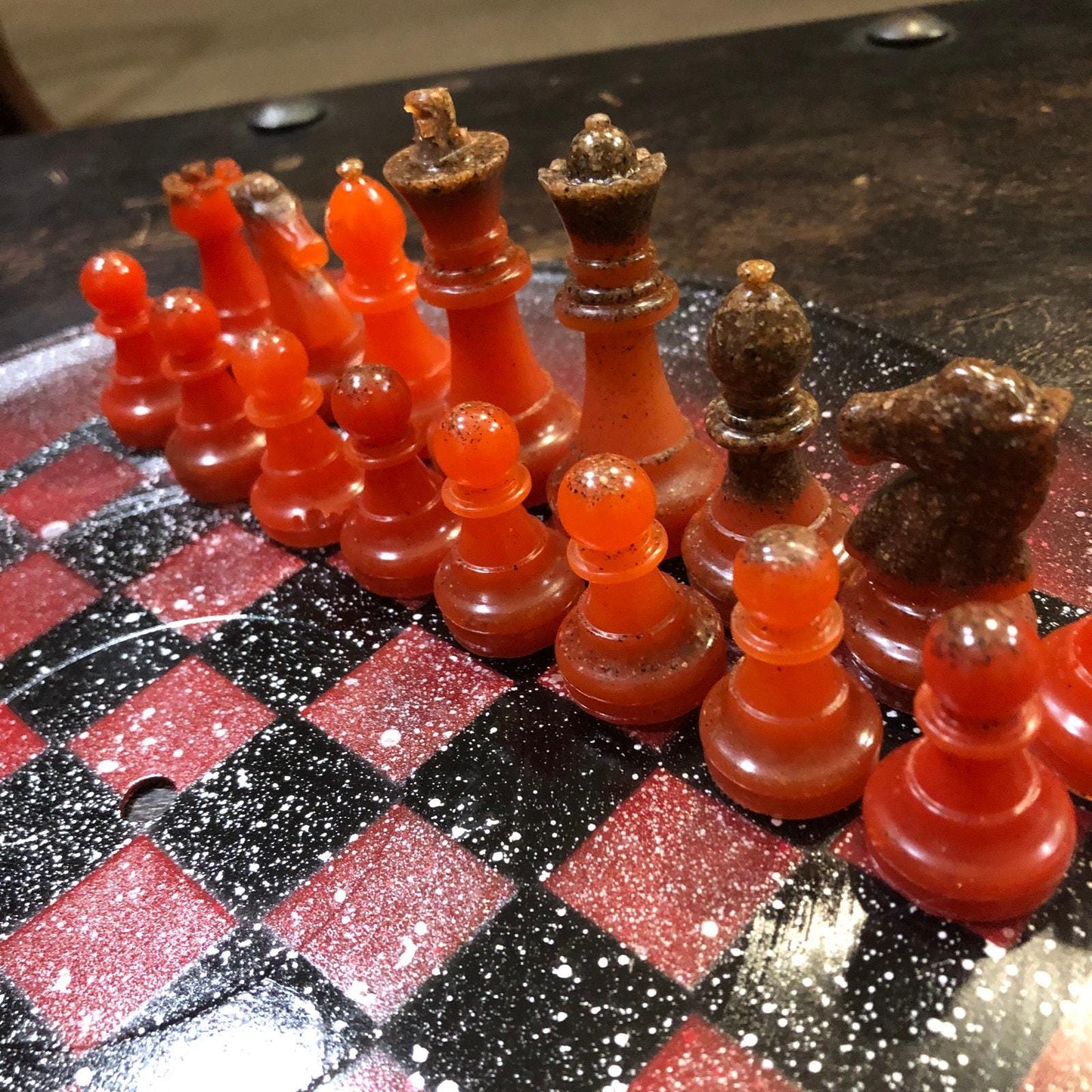 Vinyl Chess Set - Red Galaxy (Resin Pieces)