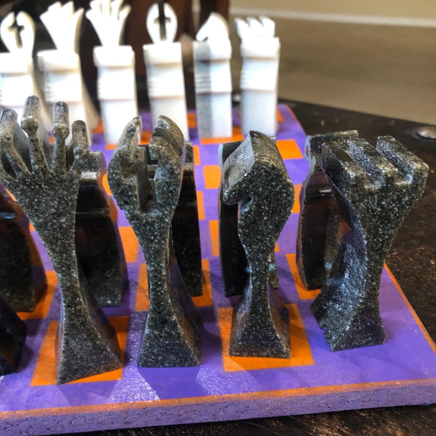 Painted Chess Set - Purple & Orange Royal