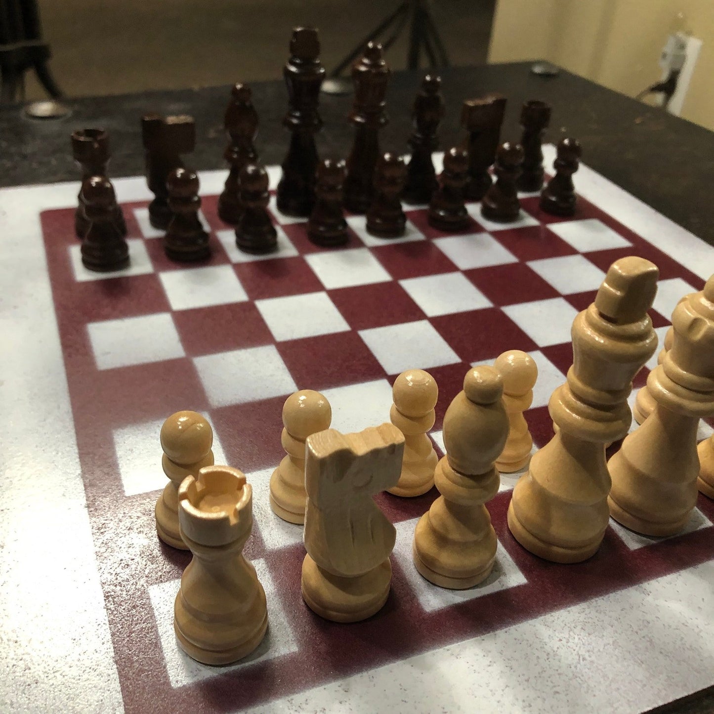 Painted Chess Set - Dark & Red