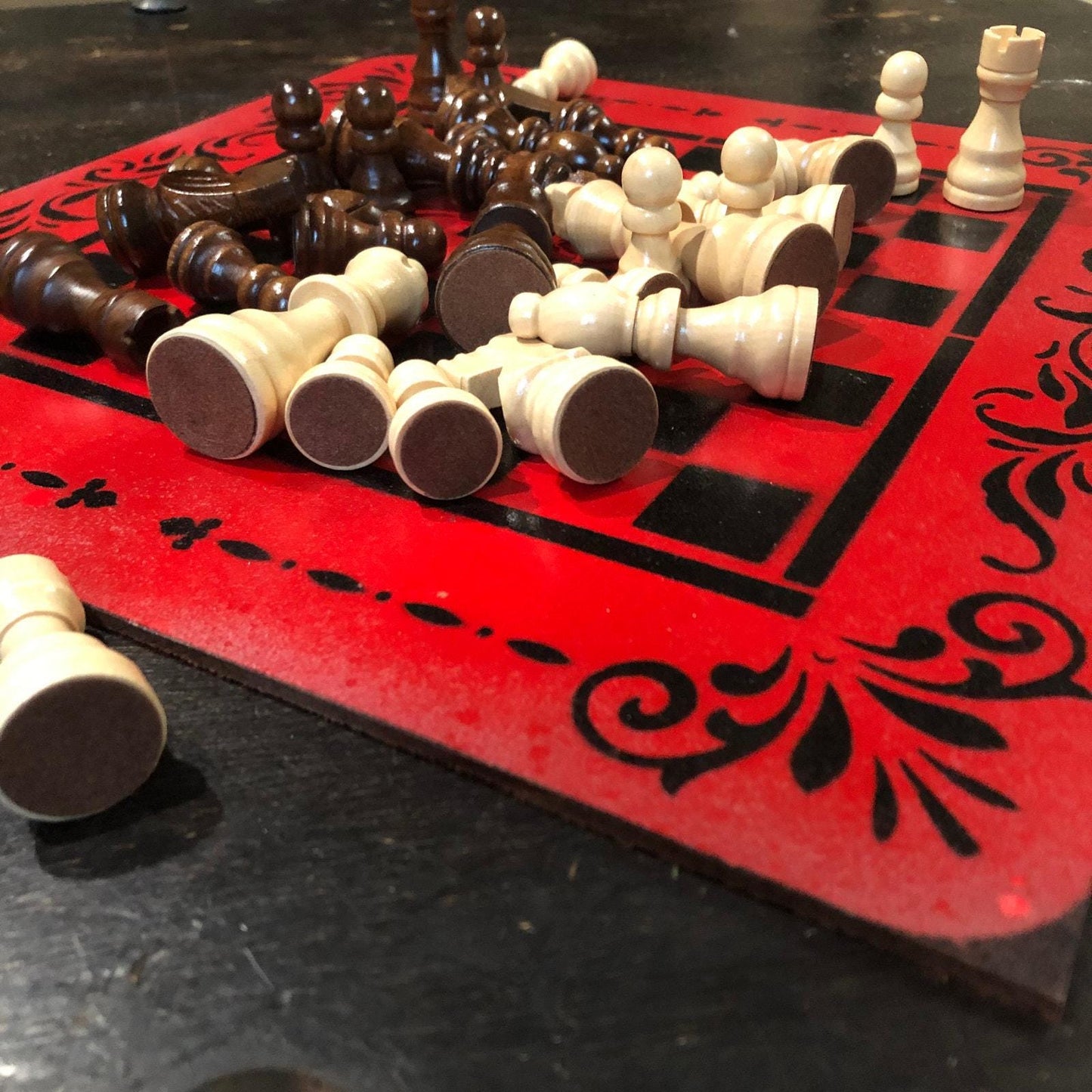 Chess Set - Cherry Red & Black