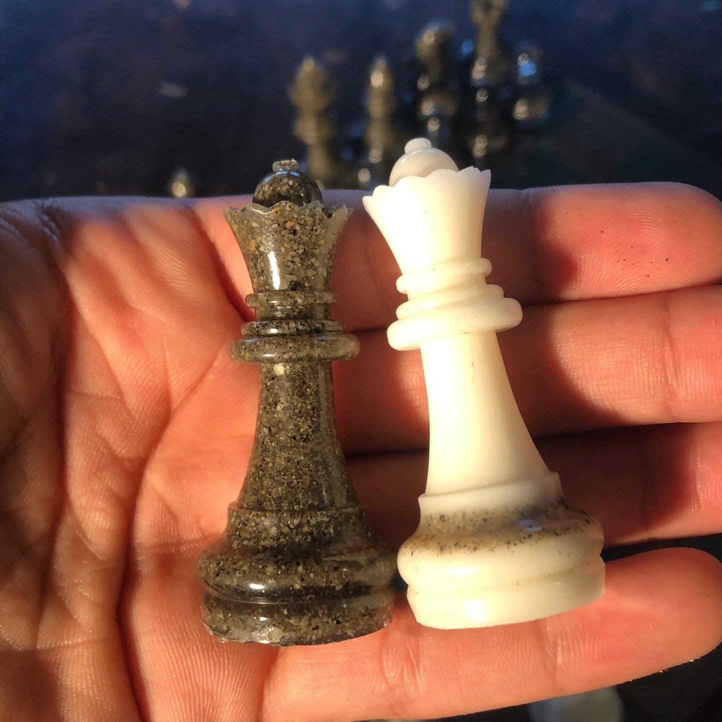 Handmade Resin Chess Set - Space Blue