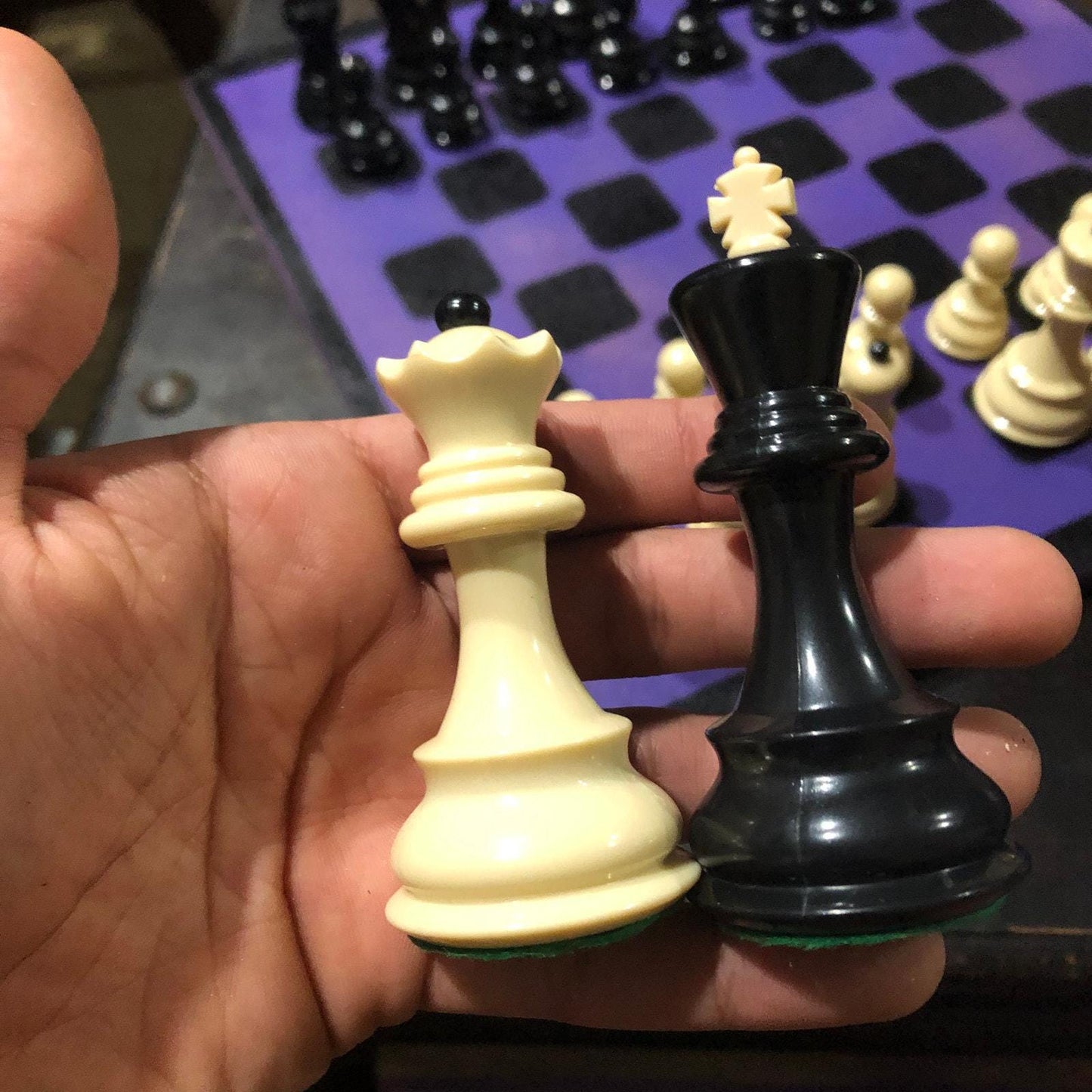 Large Painted Chess Set - Midnight Purple