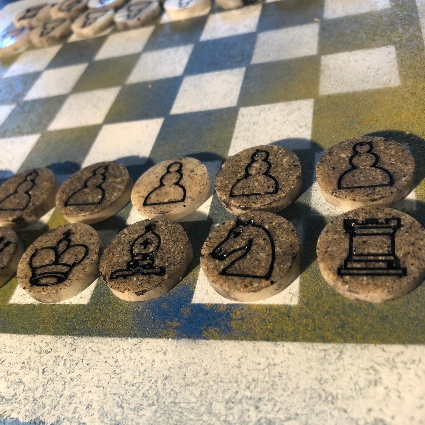 Chess Set - Blue & Yellow Mix (Resin Pieces)