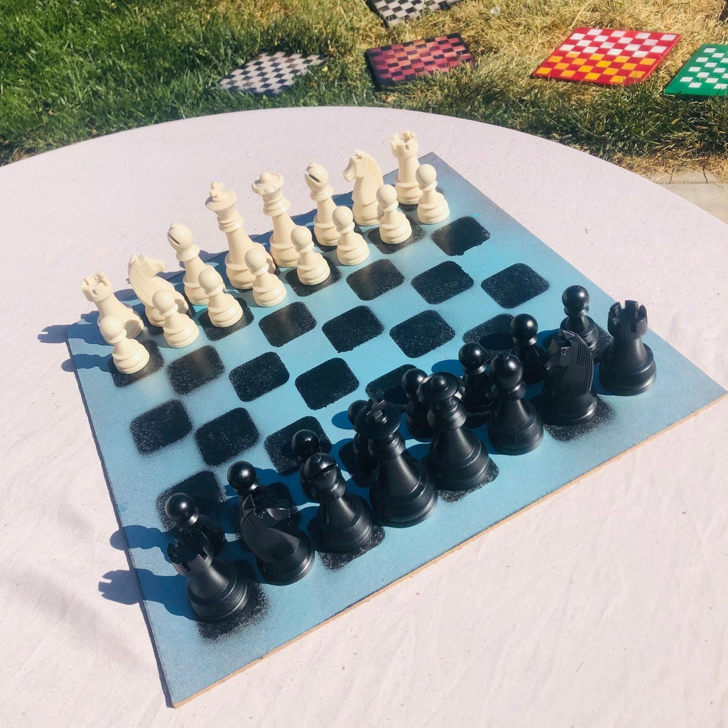 Large Chess Set - Bright Blue