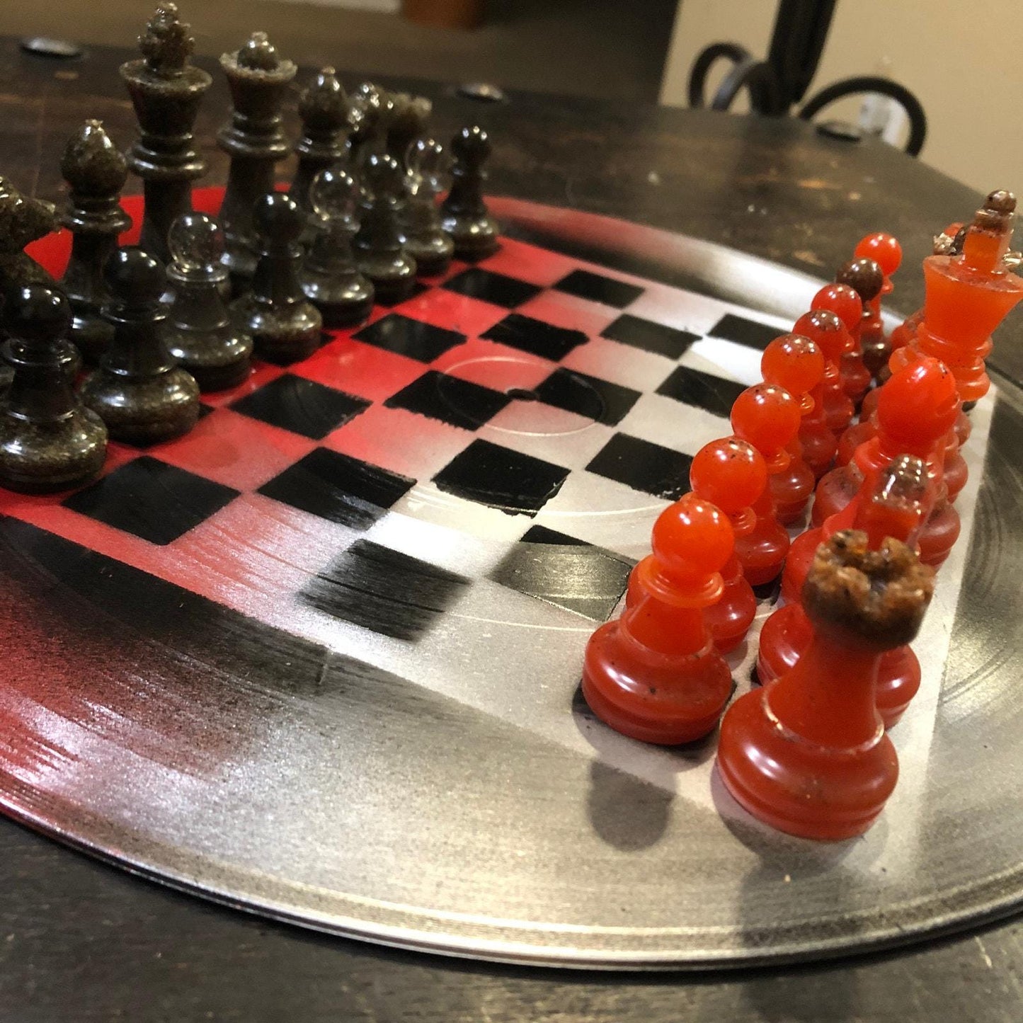 Vinyl Chess Set - Stealth Red (Resin Pieces)