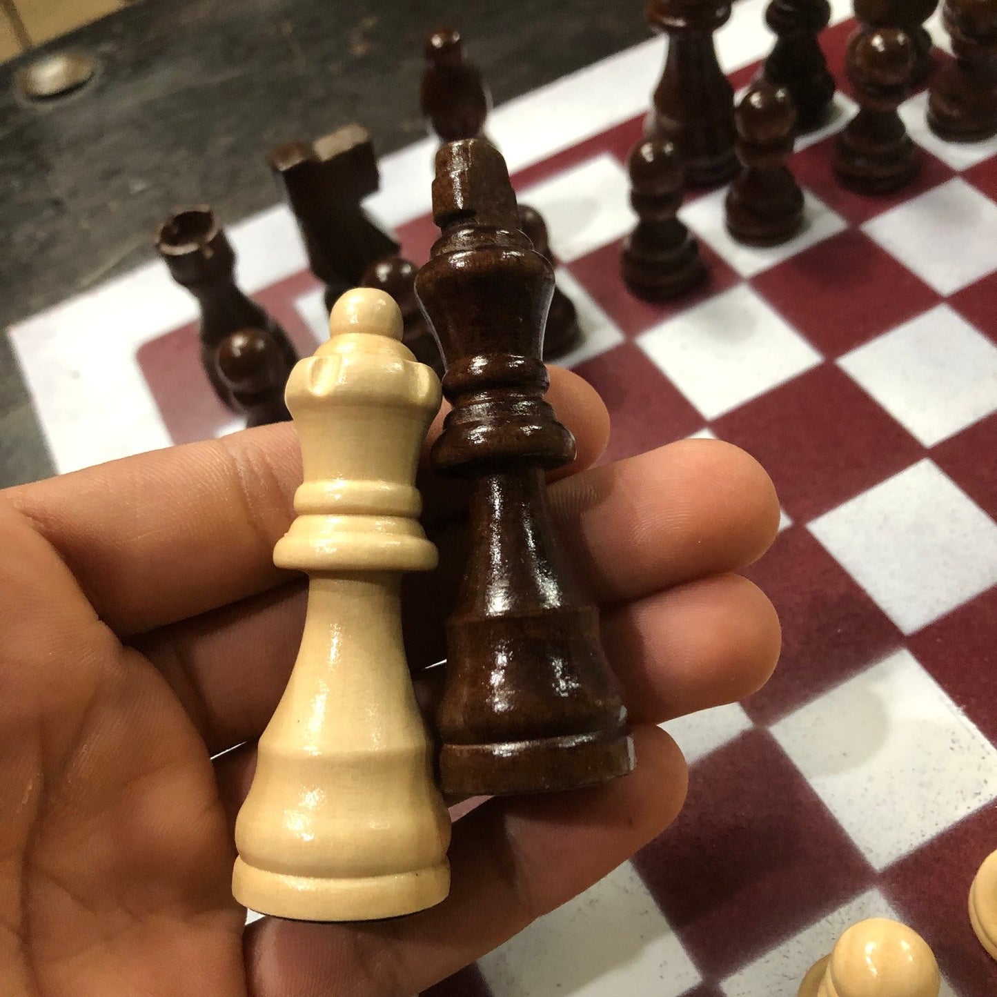 Painted Chess Set - Dark & Red