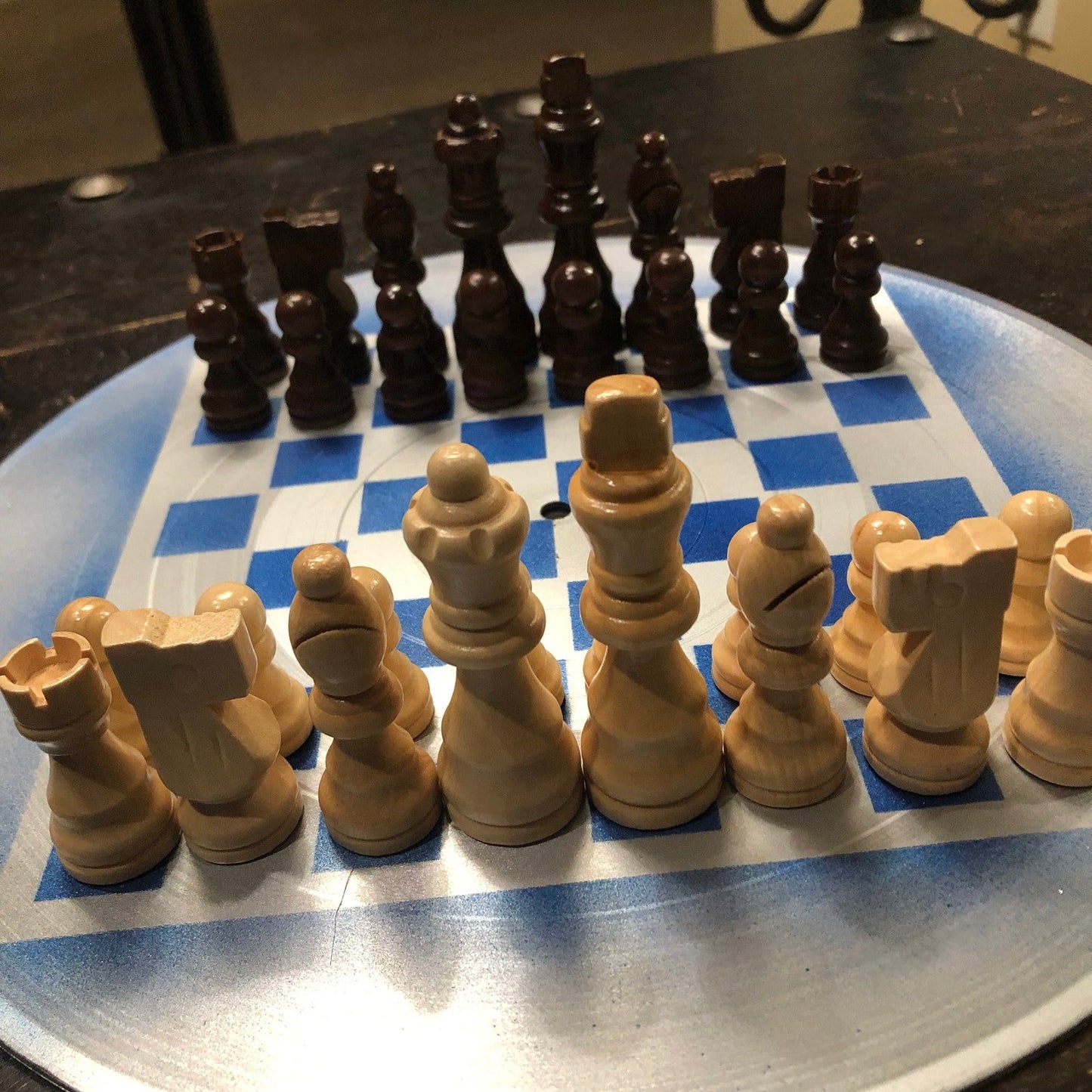 Vinyl Chess Set - Blue & Silver