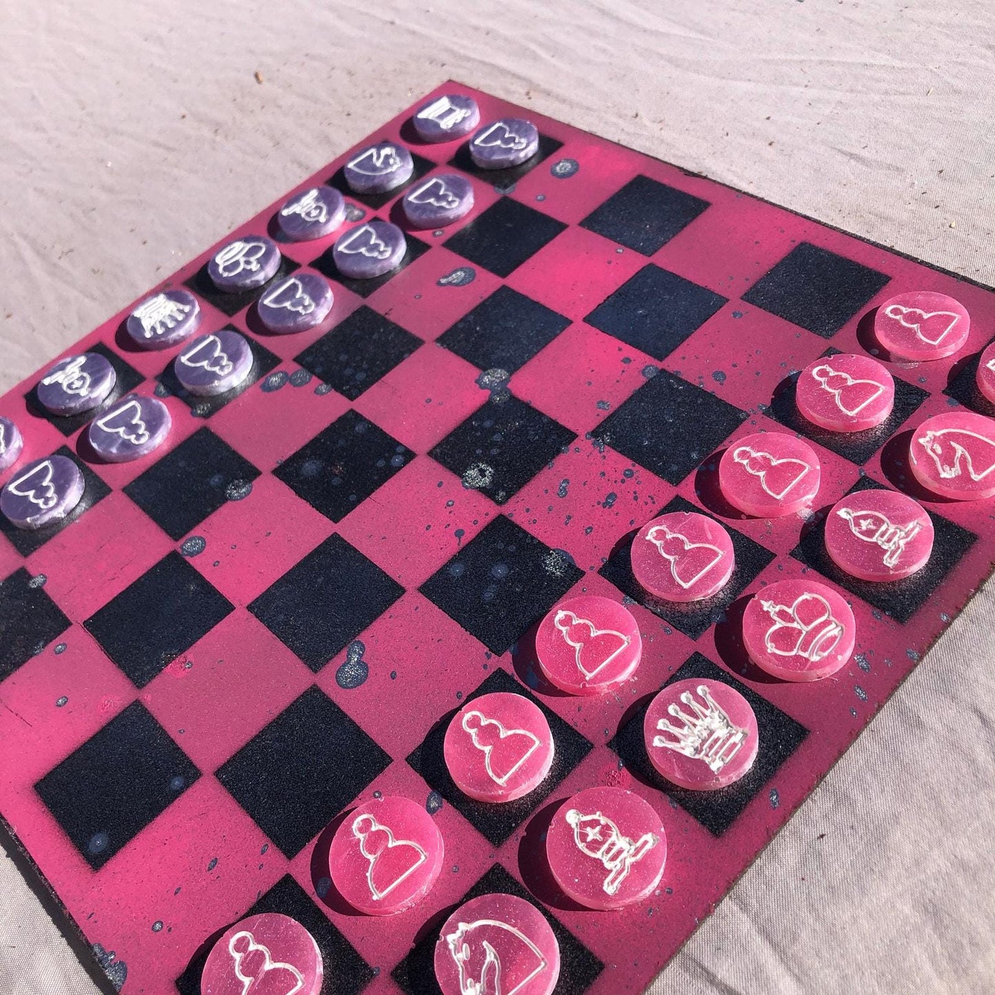 Chess Set - Sprinkled Chrome Pink