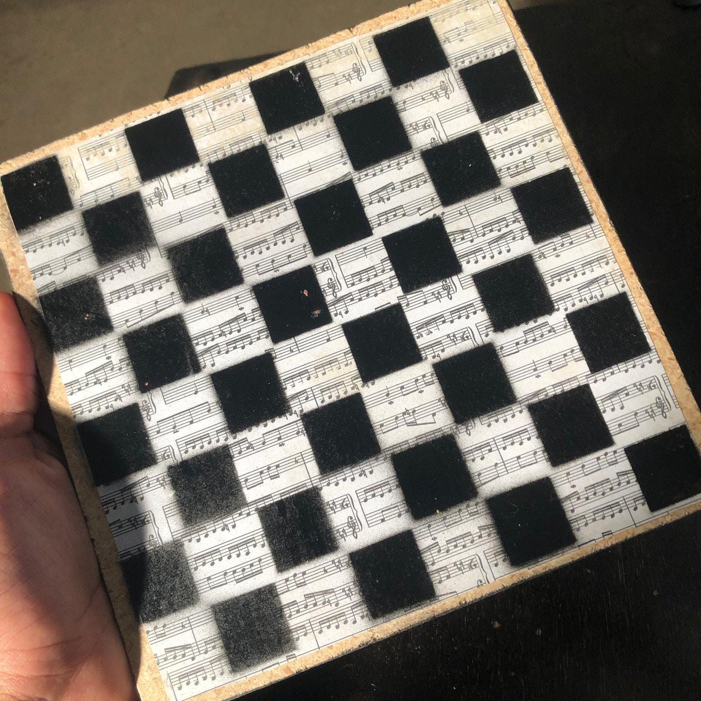 Scrapbook Chess Set - Black & White Music Sheet