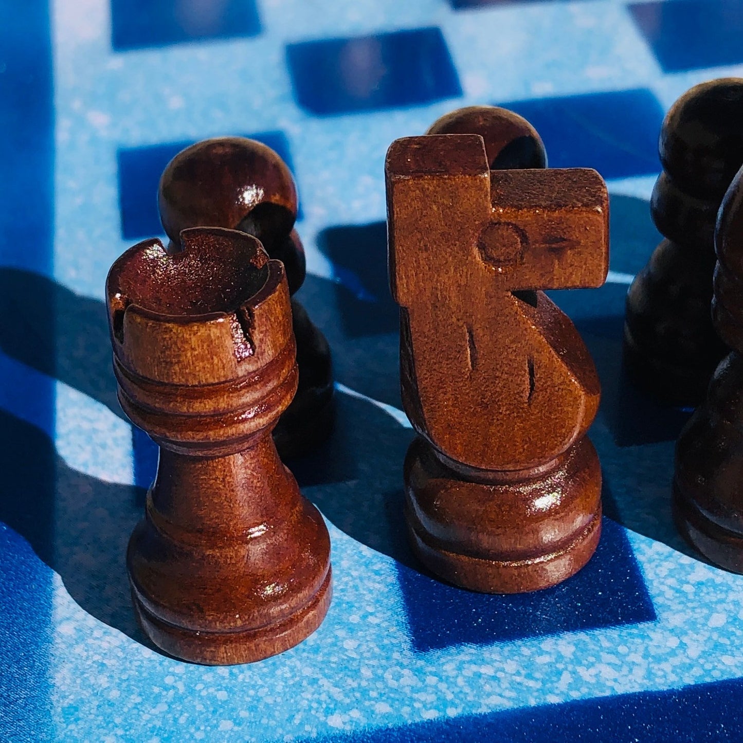 Vinyl Chess Set - Ice Block Blue