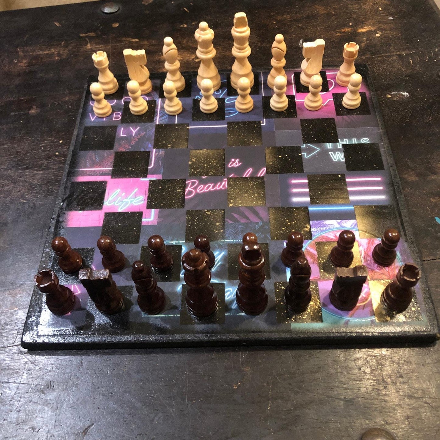 Scrapbook Chess Set - Midnight City