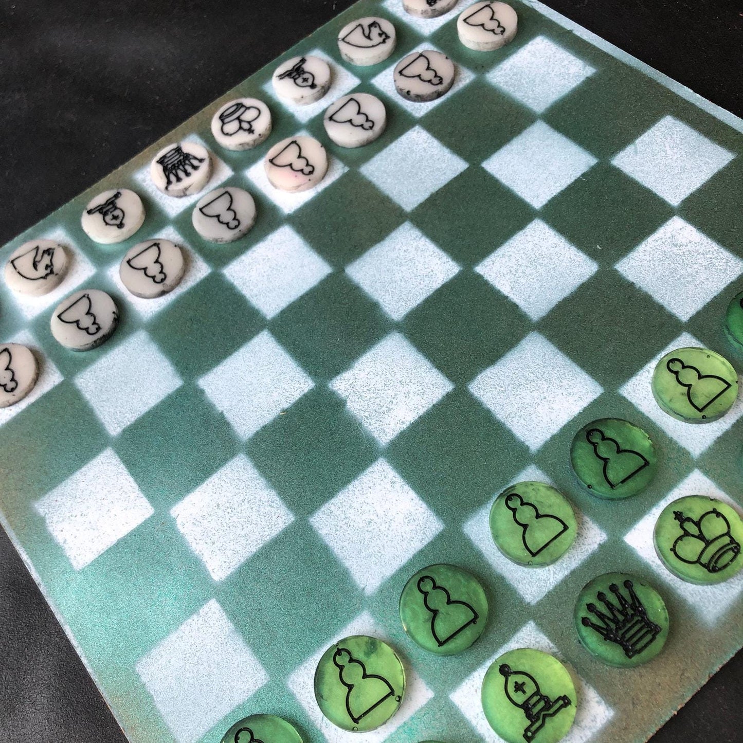 Chess Set - Green & White