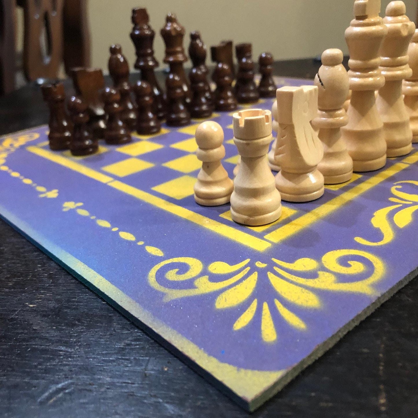 Chess Set - Purple & Yellow