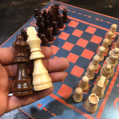 Chess Set - Blue & Peach Pink