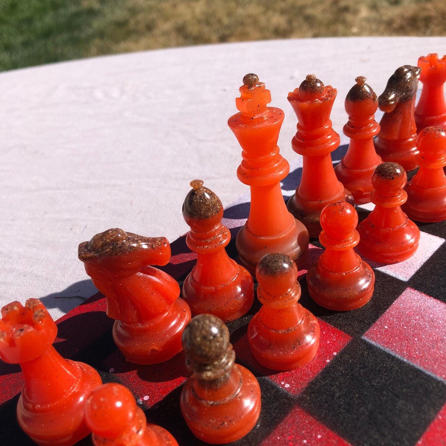 Chess Set - Fire Snow Opal Red