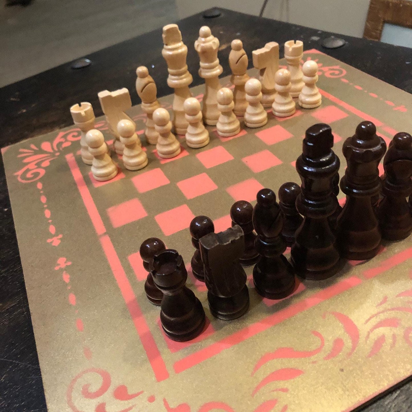 Chess Set - Golden Peach Pink