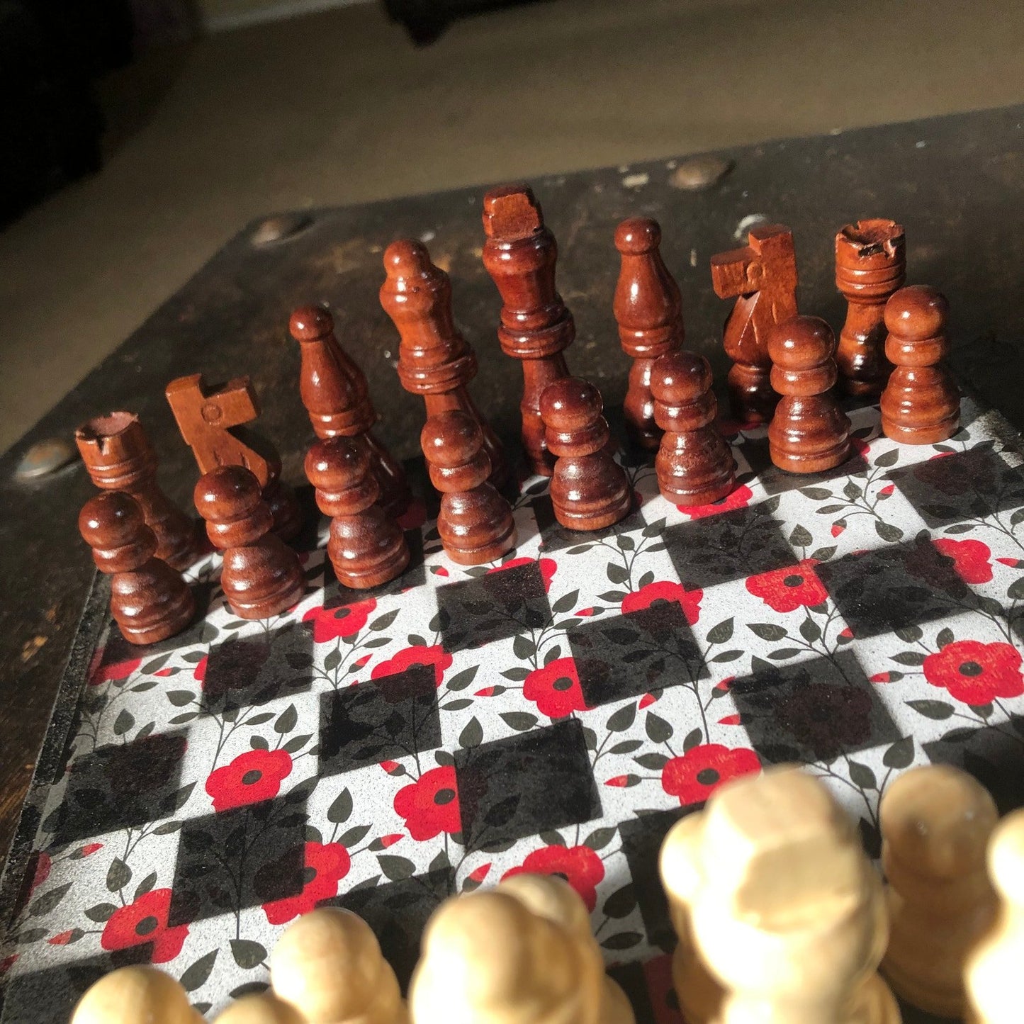 Scrapbook Chess Set - Red Rose