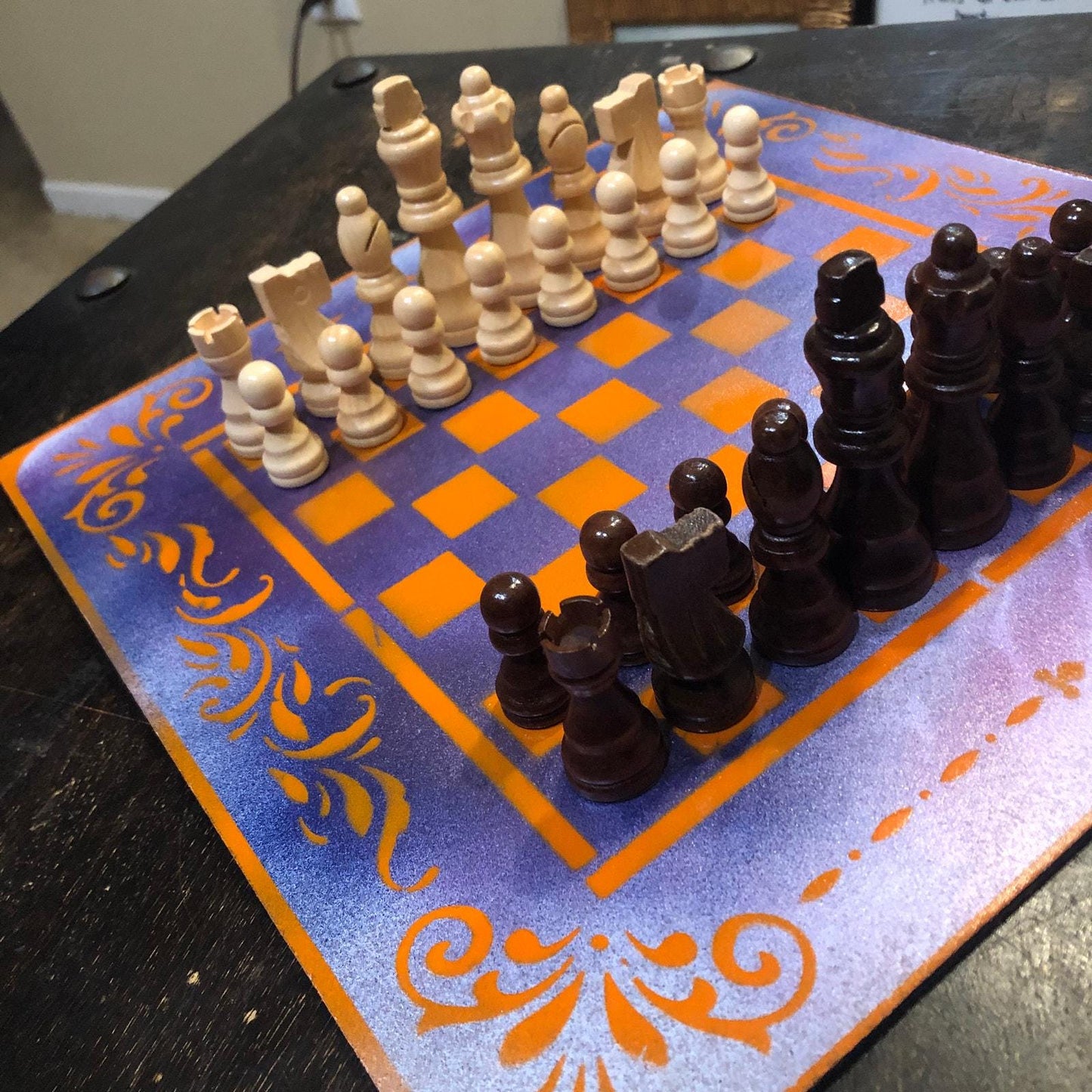 Chess Set - Purple & Orange Halloween