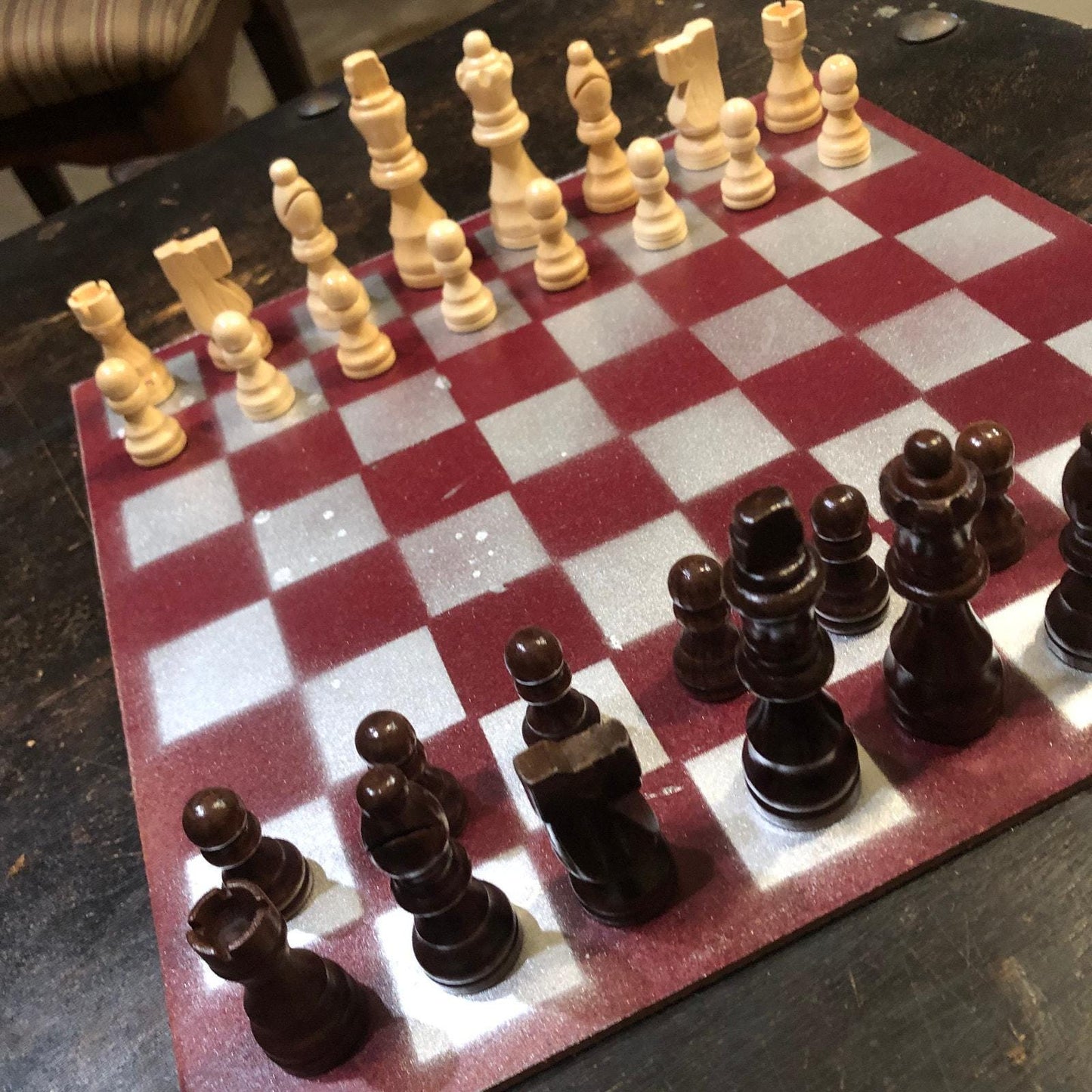 Chess Set - Red & Silver