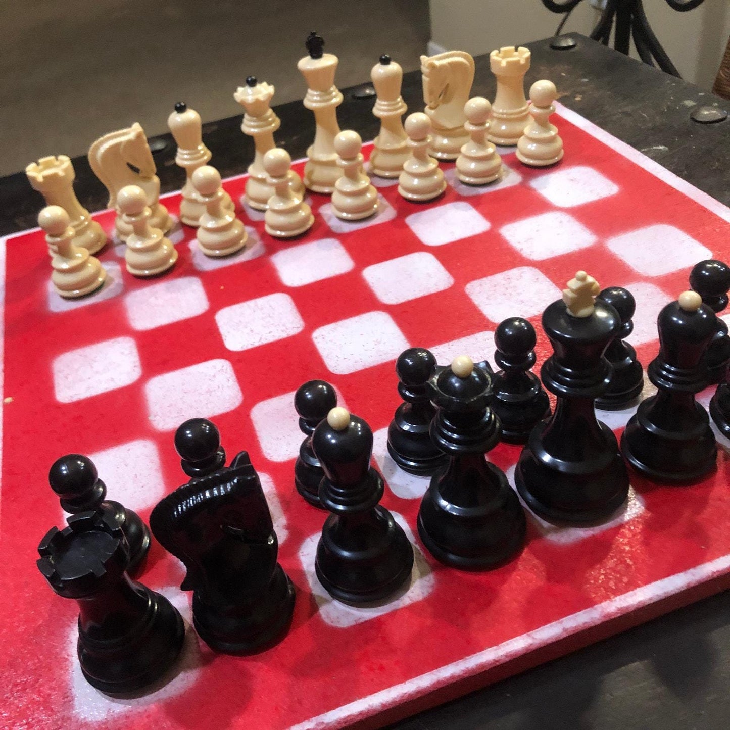 Large Chess Set - Red & White